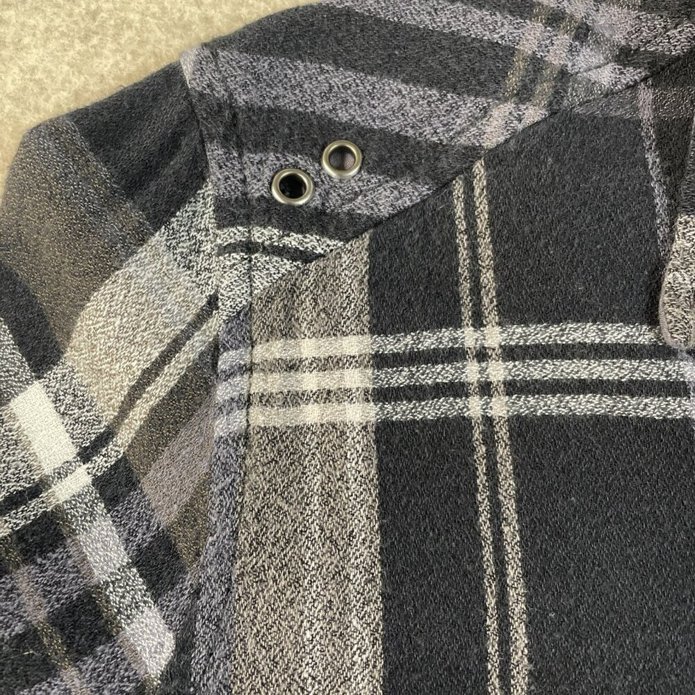 FREE‎ PEOPLE Top Womens Size Sm Blue Plaid Button Front Flannel Shirt Comfy Cozy - Picture 3 of 11